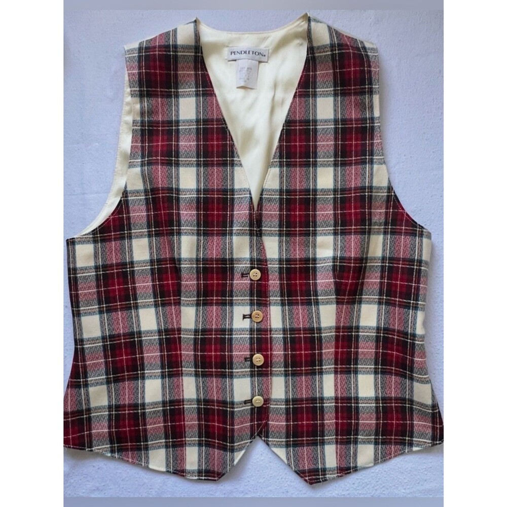 Vintage Plaid Pendleton Wool Vest Women's Size 14